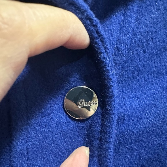Vintage Y2K Guess Women's Royal Blue Trench Coat - Picture 7 of 9